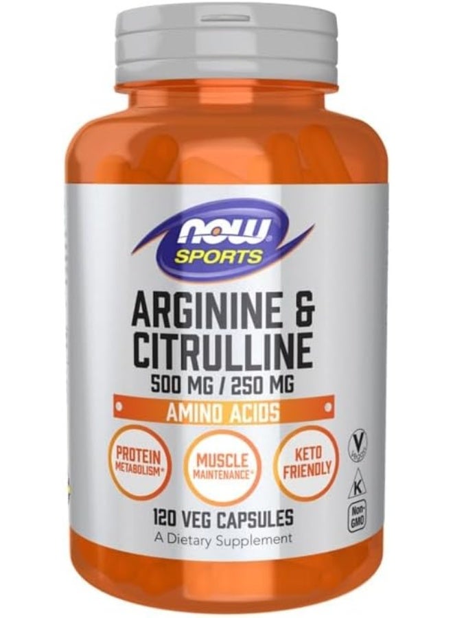 now SPORTS - Arginine & Citrulline, 120 Veg Capsules - Image 1