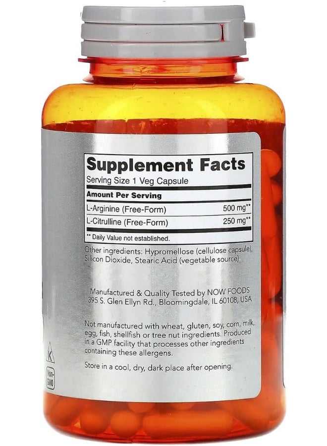now SPORTS - Arginine & Citrulline, 120 Veg Capsules - Image 1