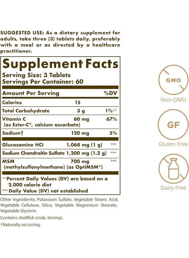 Solgar - Glucosamine Chondroitin MSM with Ester-C, 180 Tablets - Image 1