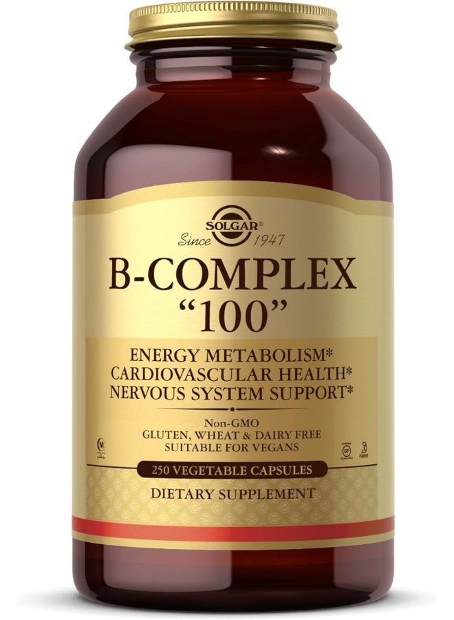 Solgar B-Complex "100", 250 Vegetable Capsules - Image 1