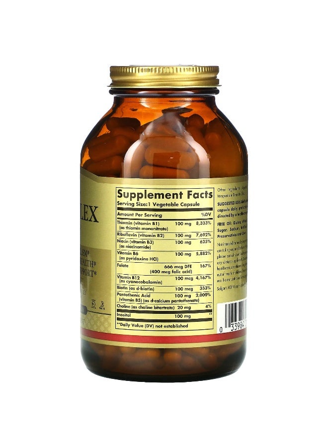 Solgar B-Complex "100", 250 Vegetable Capsules - Image 2