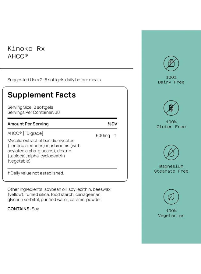 Quality of Life - Kinoko Rx AHCC, 300 mg, 60 Softgels - Image 1