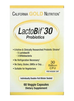 California Gold Nutrition LactoBifÂ® 30 Probiotics, 30 Billion CFU, 60 Veggie Capsule  - Image 1