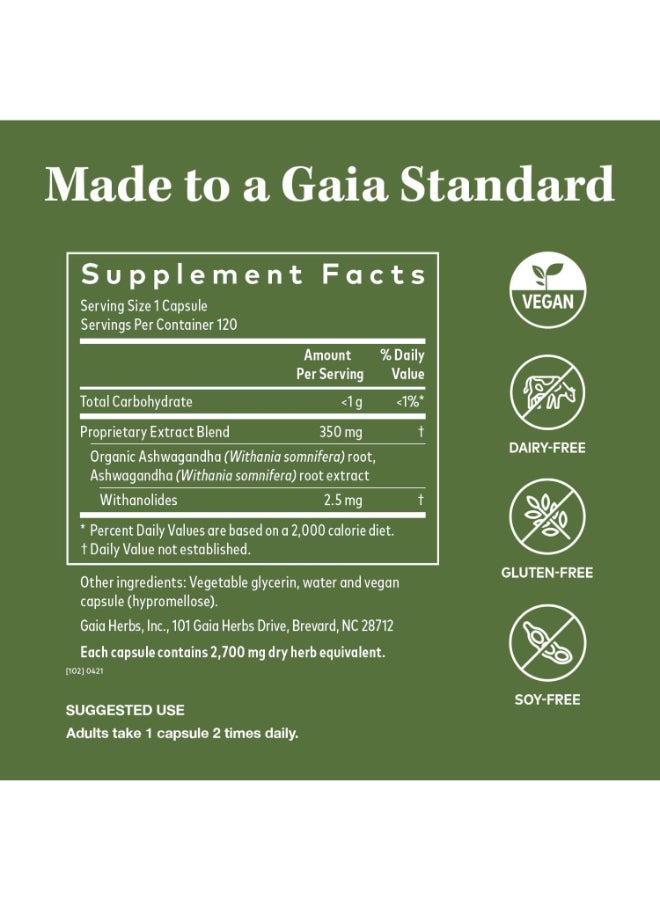 Gaia Herbs Pack Of 2 Ashwagandha Root, 2X120 Vegan Liquid Phyto-Caps  - Image 2