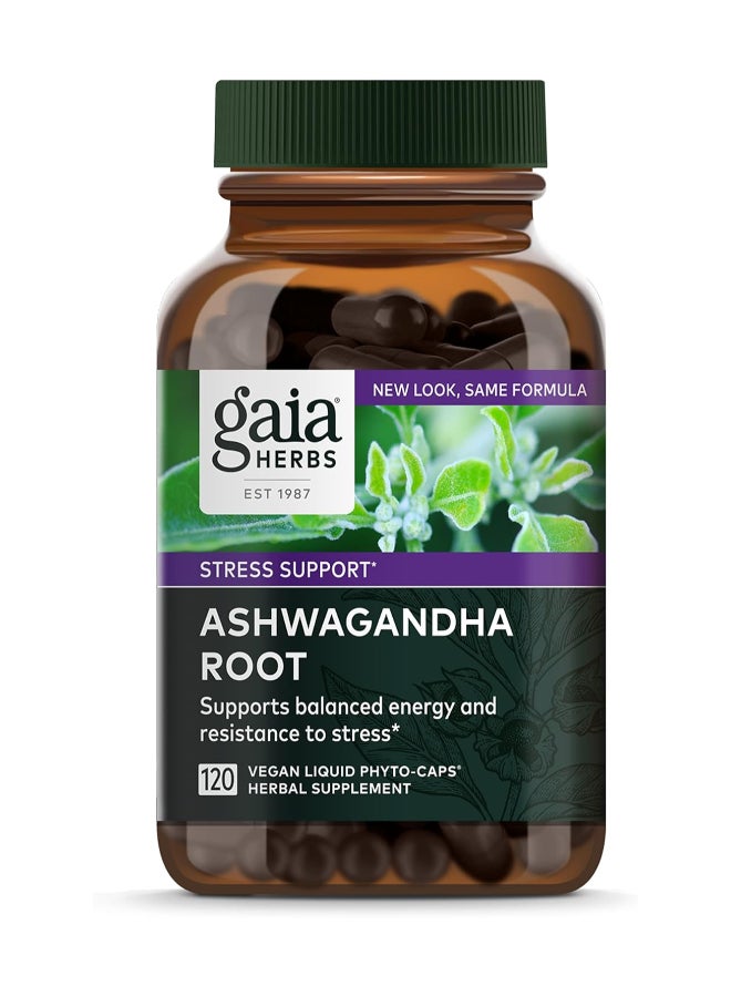 Gaia Herbs Pack Of 2 Ashwagandha Root, 2X120 Vegan Liquid Phyto-Caps  - Image 1