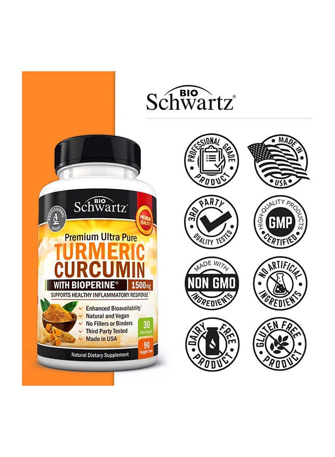 BioSchwartz - Turmeric Curcumin 1500mg Dietary Supplement - 90 Capsules - Image 1