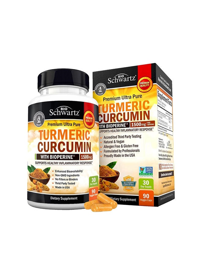 BioSchwartz - Turmeric Curcumin 1500mg Dietary Supplement - 90 Capsules - Image 1