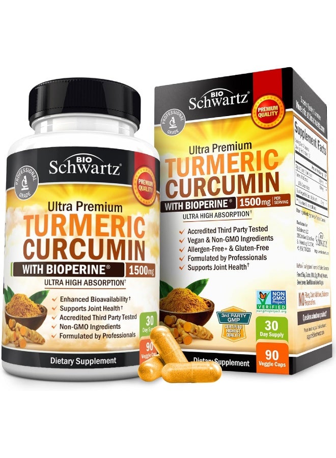 BioSchwartz Turmeric Curcumin 1500mg Dietary Supplement - 90 Capsules - Image 1
