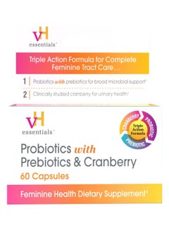 vH Essentials Probiotics with Prebiotics and Cranberry 60 Capsules  - Image 1