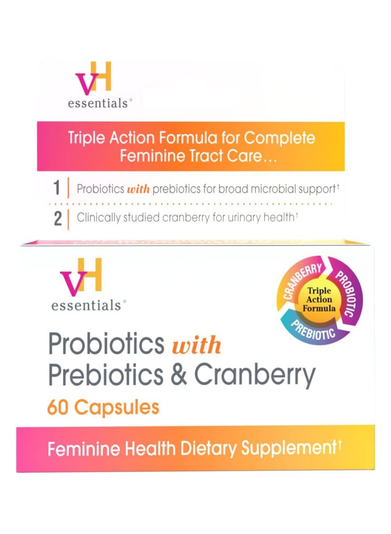 vH Essentials Probiotics with Prebiotics and Cranberry 60 Capsules  - Image 1