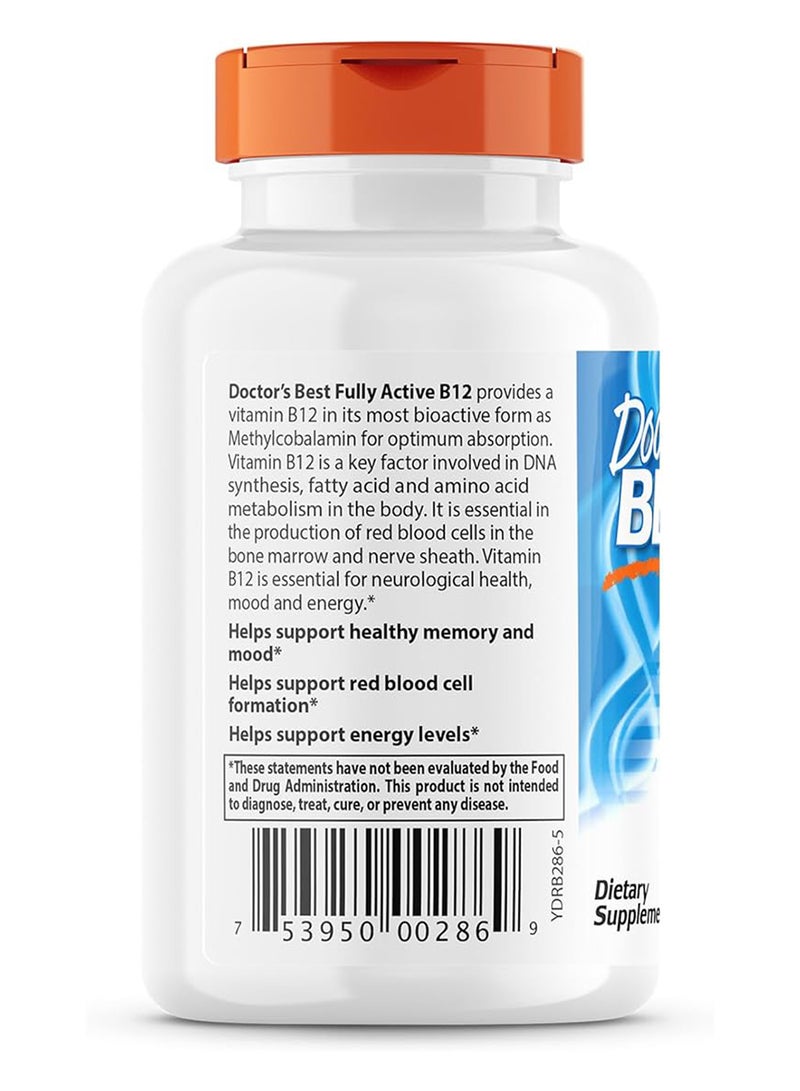 Doctor's BEST Doctor's Best, Fully Active B12, 1500 mcg, 60 Veggie Caps  - Image 3