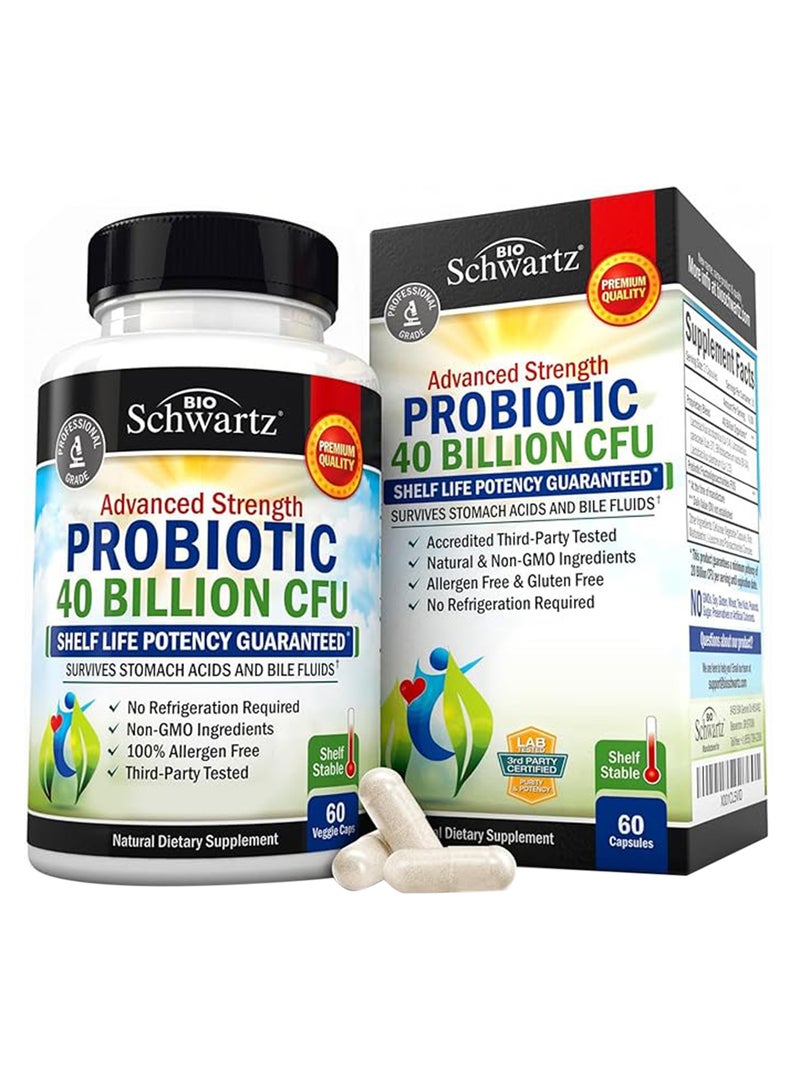 BioSchwartz Advanced Strength Probiotic 40 Billion Cfu 60 Capsules Packaging May Vary - Image 1