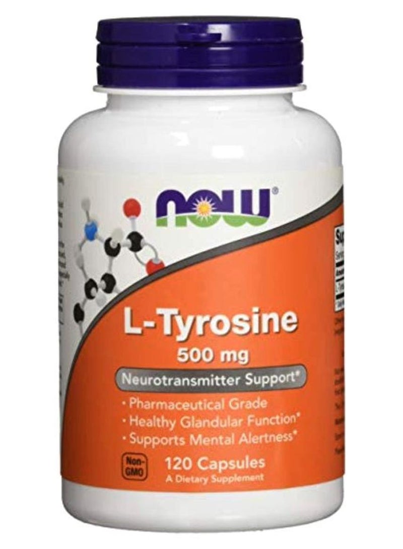 Now Foods L-Tyrosine Dietary Supplement - 120 Capsules - Image 1