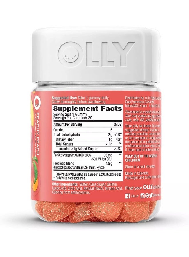 OLLY Probiotic + Prebiotic, Peachy Peach 30 Gummies - Image 5