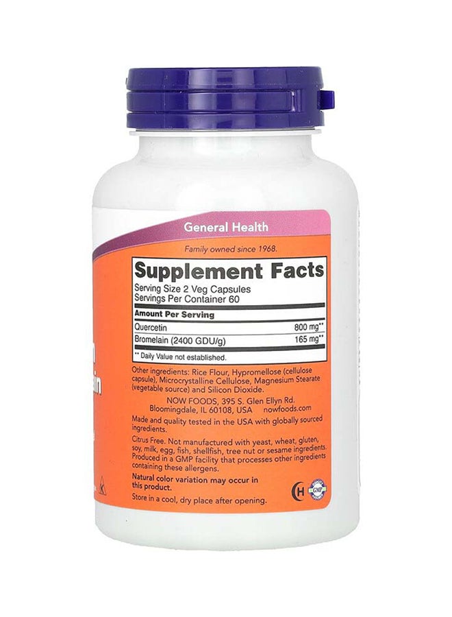 Now Foods Quercetin With Bromelain Dietary Supplement - 120 Capsules - Image 2