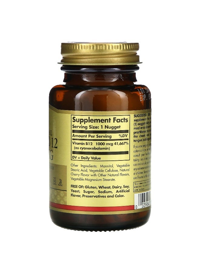 Solgar Sublingual Vitamin B12, 1,000 mcg, 250 Nuggets - Image 5