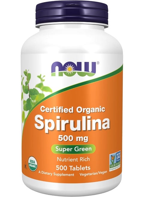 Certified Organic Spirulina 500 Mg 500 Tablets Packaging May Vary