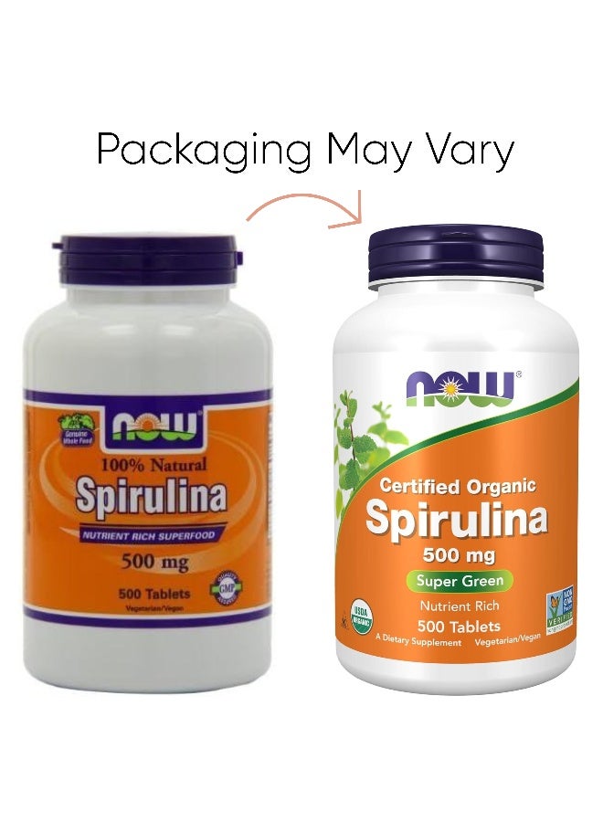 Certified Organic Spirulina 500 Mg 500 Tablets Packaging May Vary