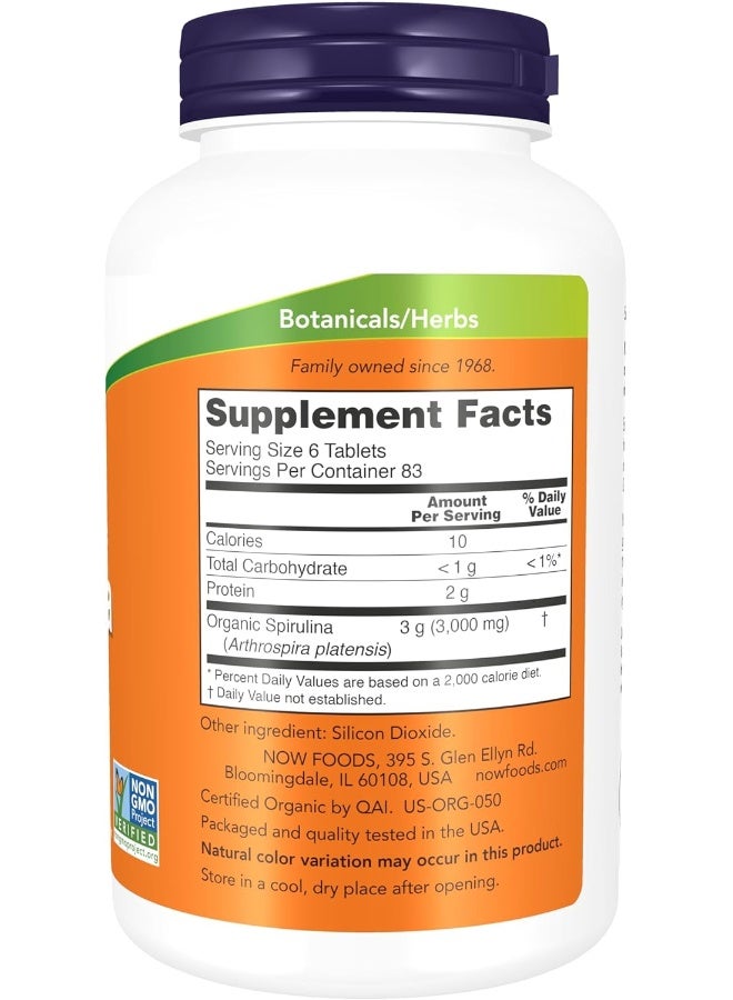 Certified Organic Spirulina 500 Mg 500 Tablets Packaging May Vary