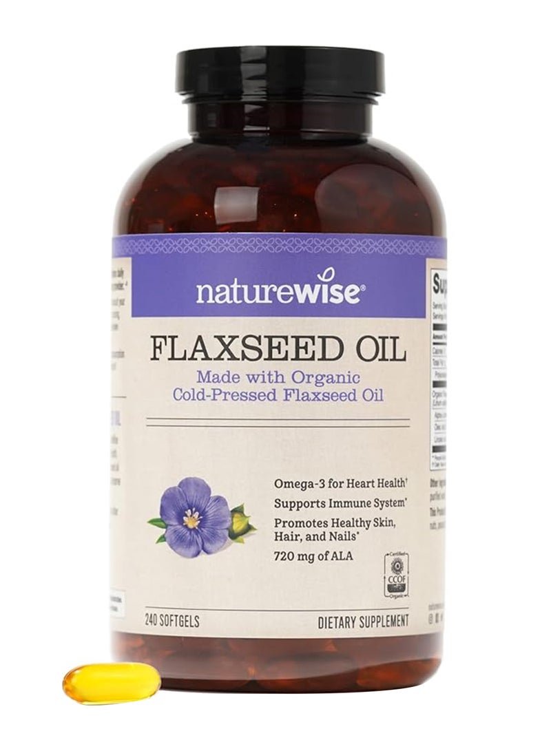 NatureWise Organic Flaxseed Oil Dietary Supplement - Omega 3 for Heart Health - 240 Softgels - Image 1