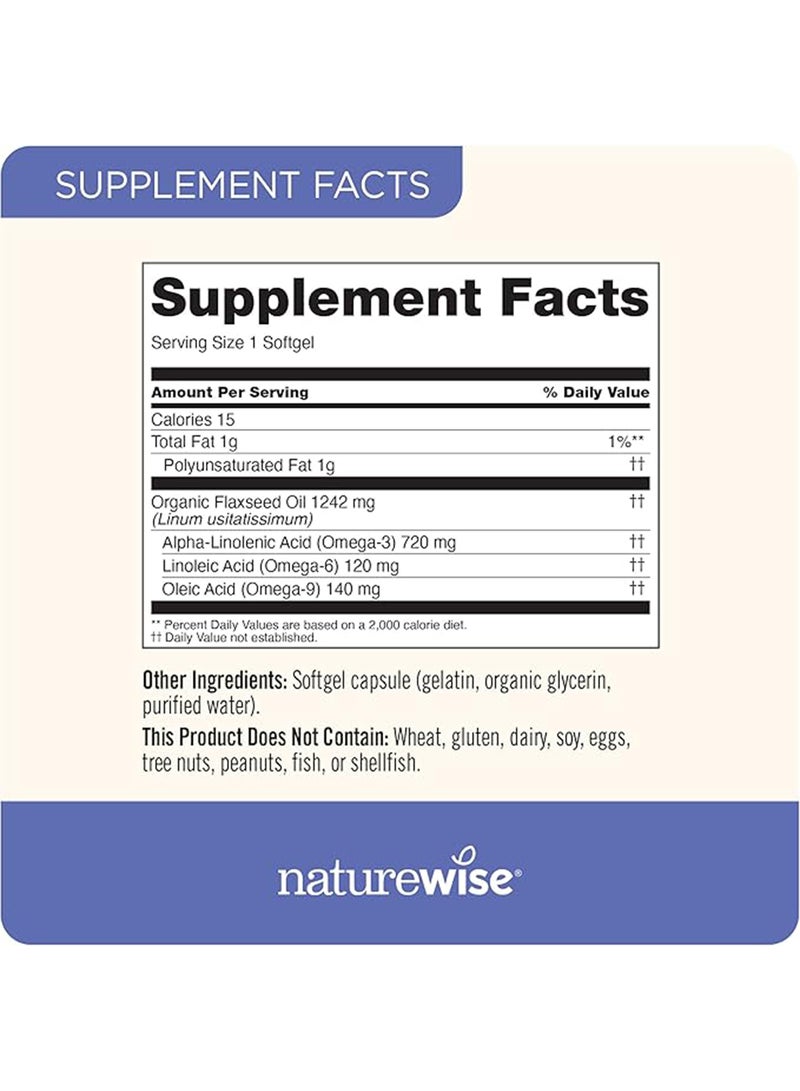 NatureWise Organic Flaxseed Oil Dietary Supplement - Omega 3 for Heart Health - 240 Softgels - Image 4