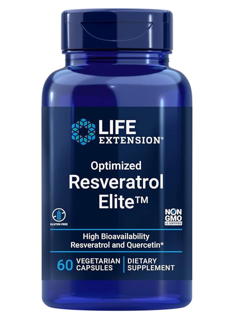 Life Extension Pack Of 2 Optimized Resveratrol Elite - 60 Vegetarian Capsules - Image 1