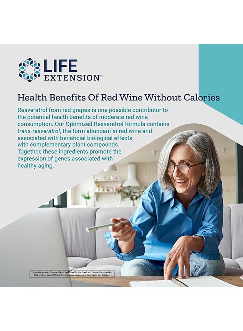 Life Extension Pack Of 2 Optimized Resveratrol Elite - 60 Vegetarian Capsules - Image 4