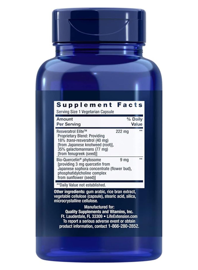 Life Extension Pack Of 2 Optimized Resveratrol Elite - 60 Vegetarian Capsules - Image 2