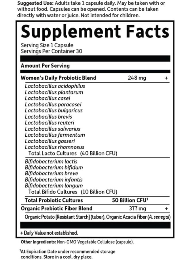 Garden of Life - Dr. Formulated Probiotics For Women, 50 Billion CFU, 30 Vegetarian Capsules - Image 1