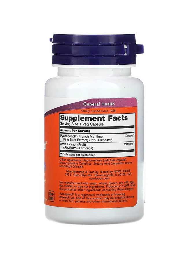 Now Foods Pycnogenol 100 mg Dietary Supplement - 60 Veg Capsules - Image 2