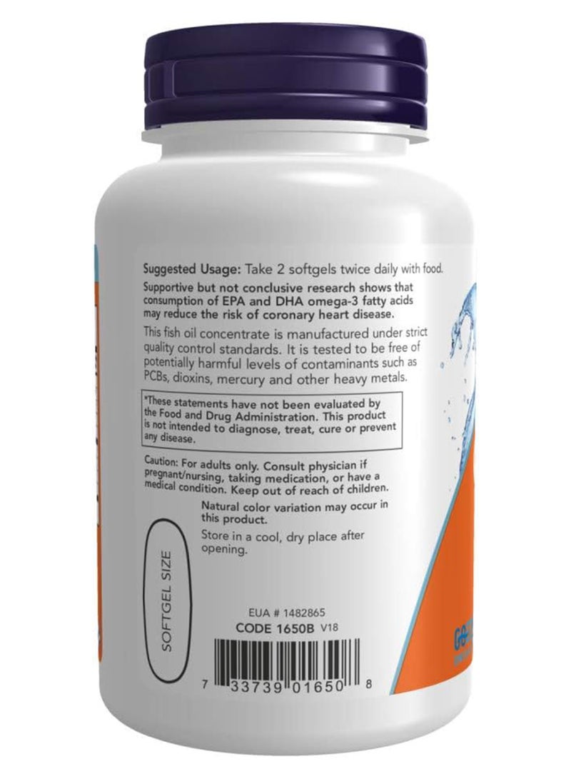 Now Foods - Omega-3, Molecularly Distilled 100 Softgels - Image 1