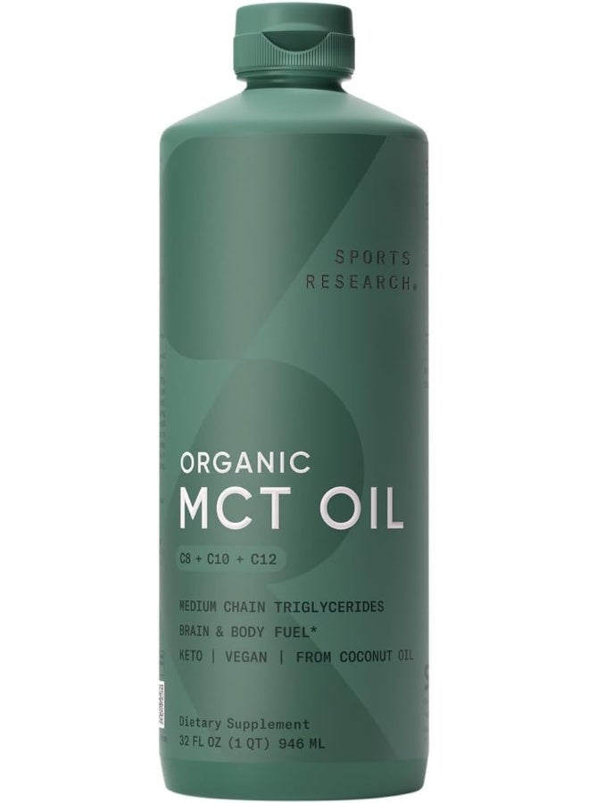 SPORTS RESEARCH Organic MCT Oil, (C8+C10+C12) 32 fl oz  - Image 1
