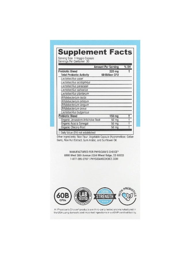 Physician's CHOICE 60 Billion Probiotic, 30 Veggie Capsules Packaging May Vary  - Image 3