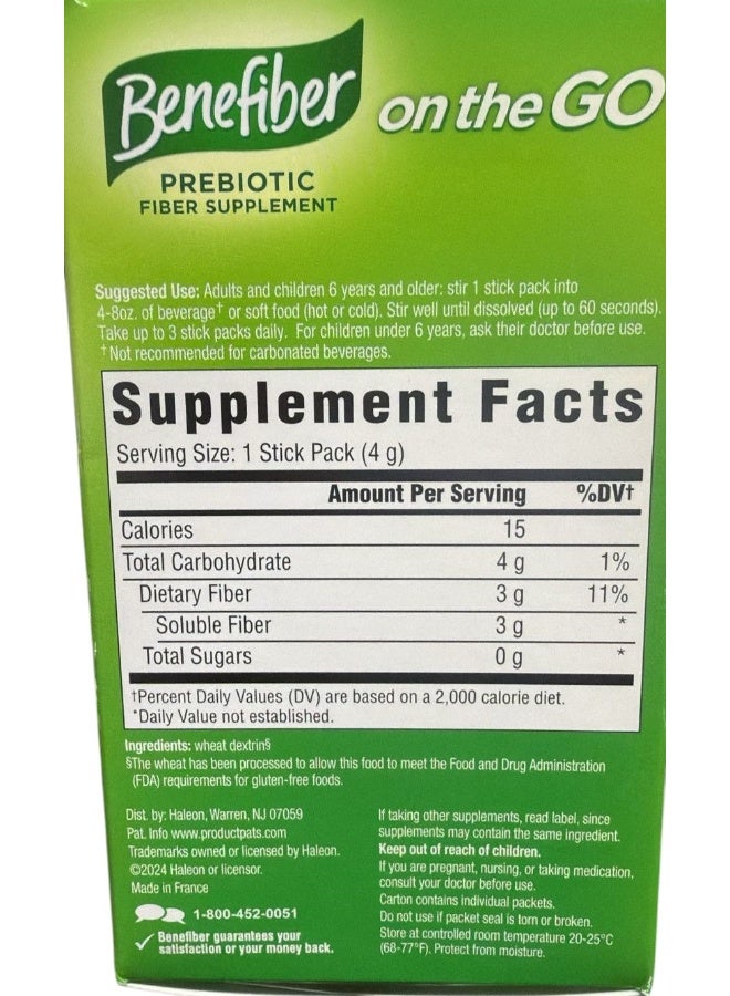 Benefiber Prebiotic Fiber Supplement Powder 28 Sttick Packs - Image 2