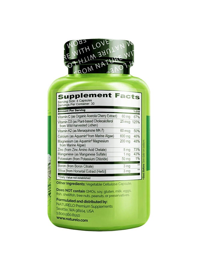 NATURELO Bone Strength Supplement For Bone Health - 120 Vegetarian Capsules  - Image 3
