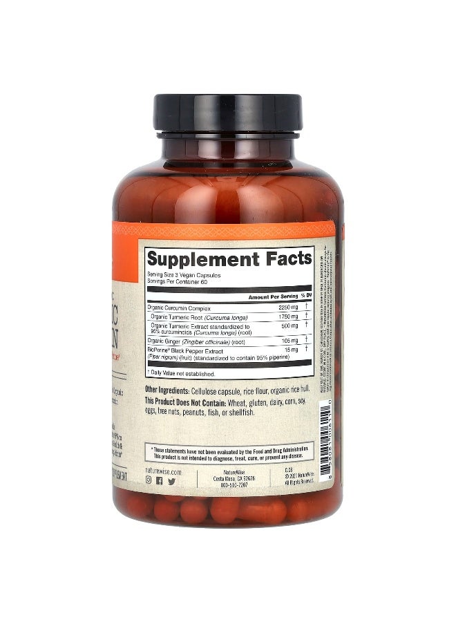 NatureWise ORGANIC Turmeric Curcumin, 180 Vegan Capsules - Image 2