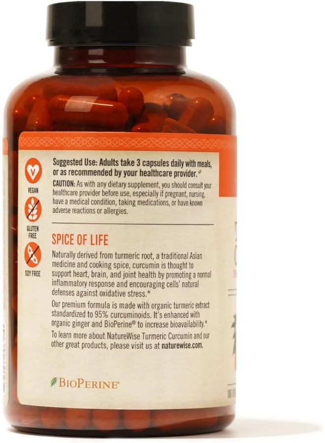 NatureWise ORGANIC Turmeric Curcumin, 180 Vegan Capsules - Image 3