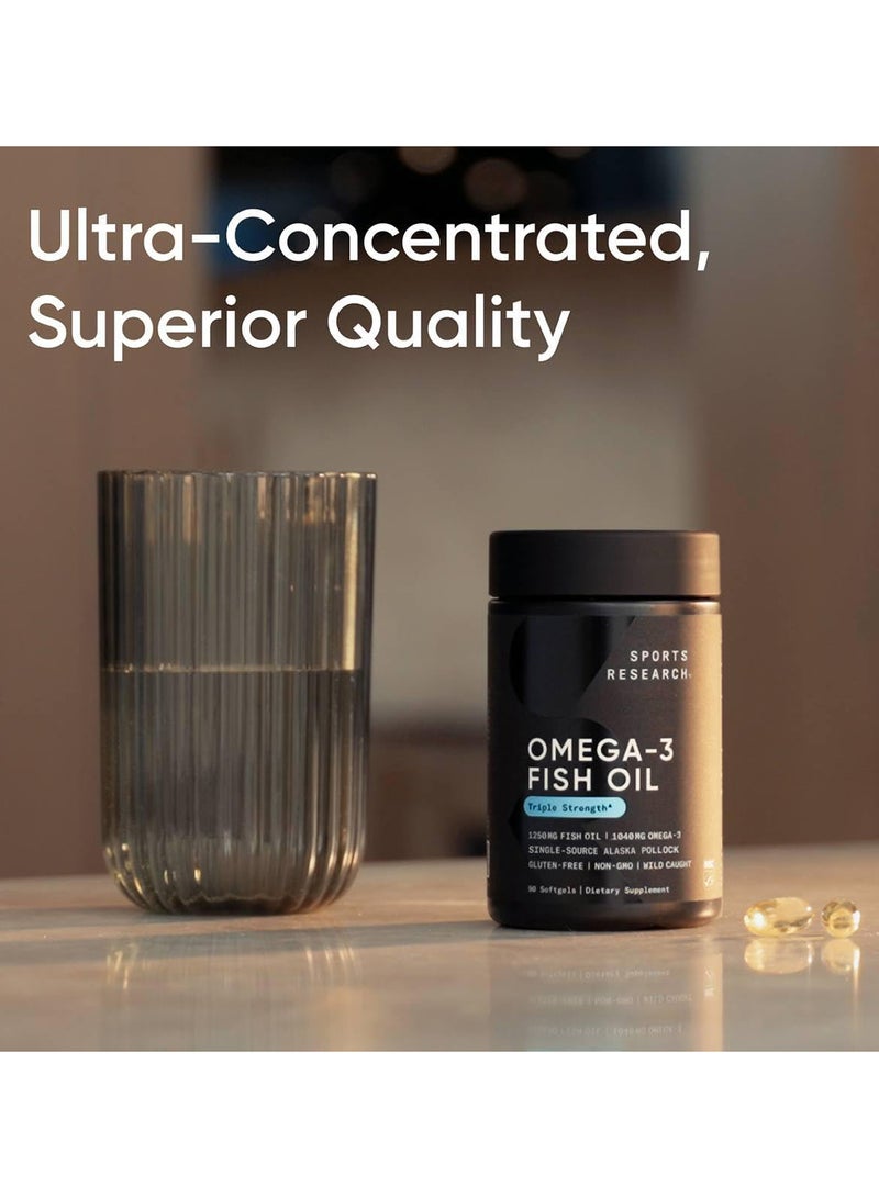 SPORTS RESEARCH - Sports Research Omega-3 Fish Oil, Triple Strength 90 Softgels - Image 1