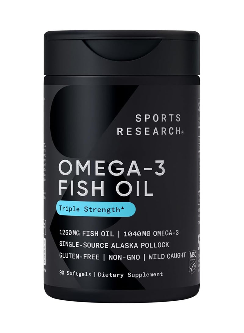 SPORTS RESEARCH - Sports Research Omega-3 Fish Oil, Triple Strength 90 Softgels - Image 1
