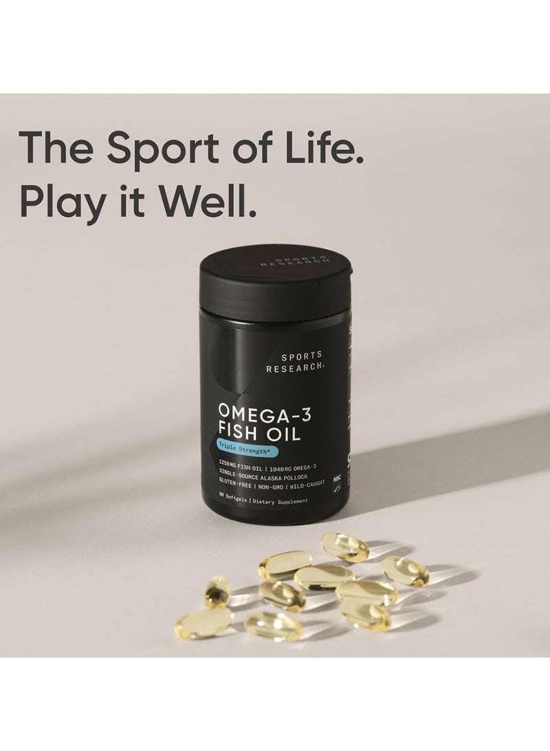 SPORTS RESEARCH - Sports Research Omega-3 Fish Oil, Triple Strength 90 Softgels - Image 1