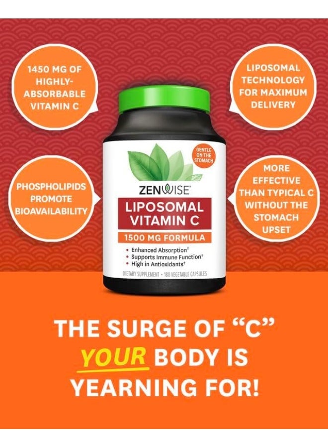 Zenwise Health - Liposomal Vitamin C, 180 Vegetable Capsules Packaging May Vary - Image 1