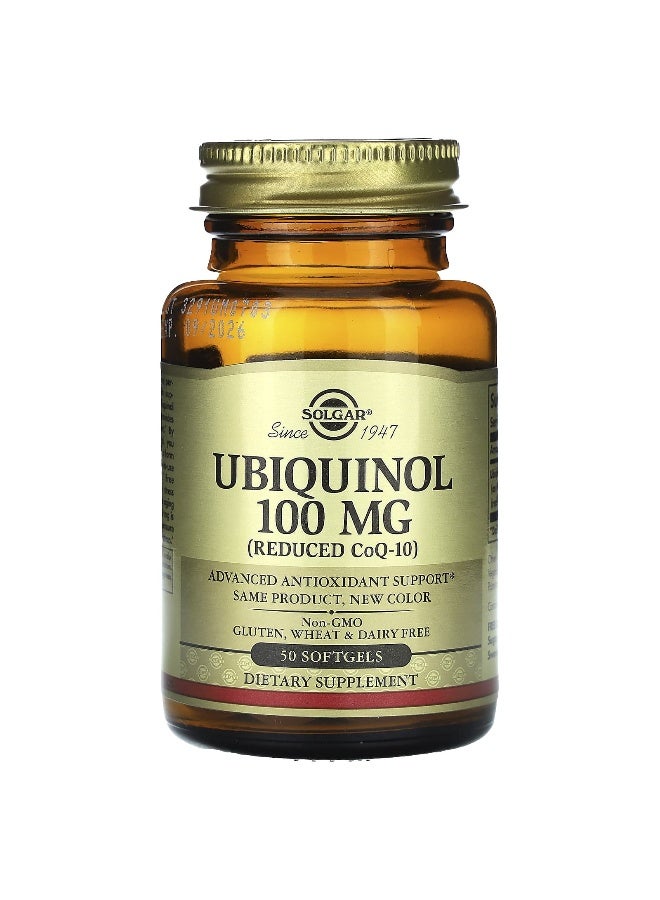 Solgar - Ubiquinol (Reduced CoQ10), 100 mg, 50 Softgels Packaging May Vary - Image 1