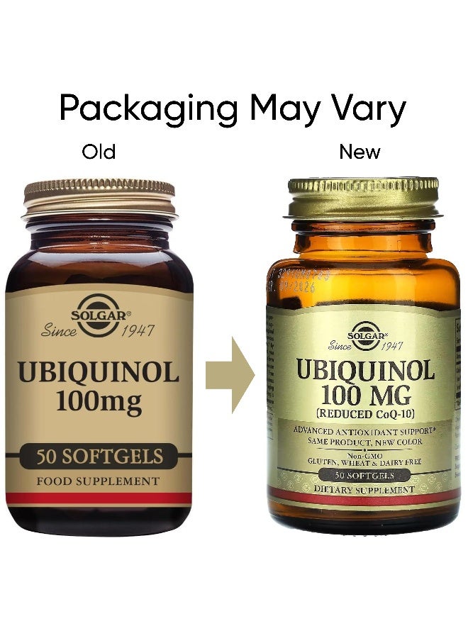 Solgar - Ubiquinol (Reduced CoQ10), 100 mg, 50 Softgels Packaging May Vary - Image 1