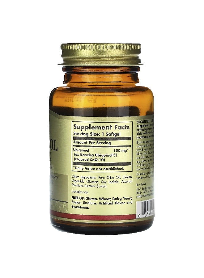 Solgar - Ubiquinol (Reduced CoQ10), 100 mg, 50 Softgels Packaging May Vary - Image 1
