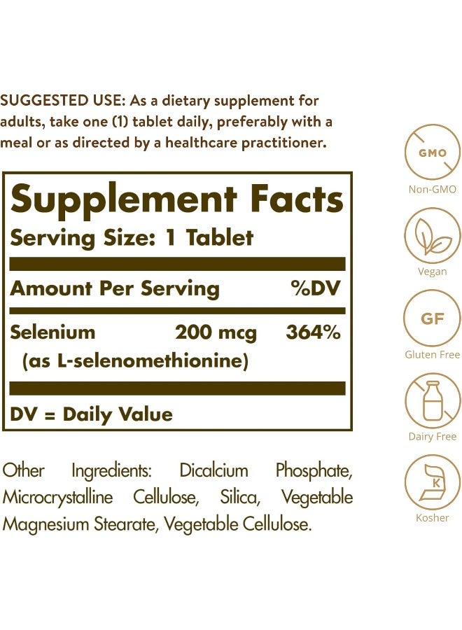 Solgar Yeast-Free Selenium 200 mcg, 250 Tablets - Image 2