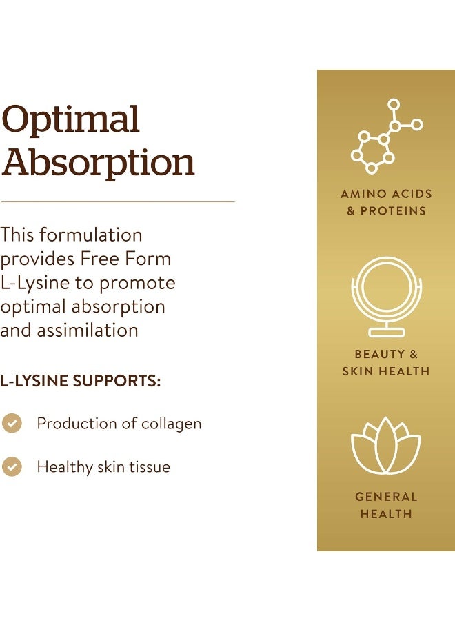 Solgar L-Lysine 1000 mg, 250 Tablets - Image 4