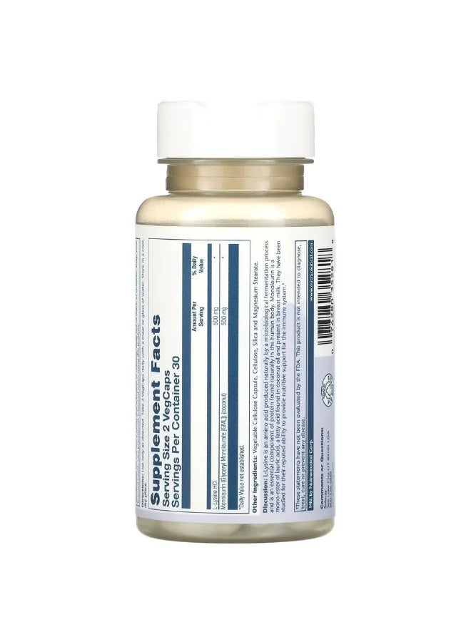 Solaray L-Lysine Monolaurin + Immune Support 60 VegCaps  - Image 4