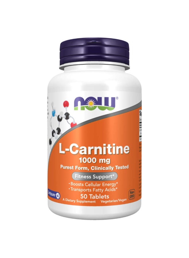 Now Foods L-Carnitine 1000mg Dietary Supplement - 50 Tablets - Image 1