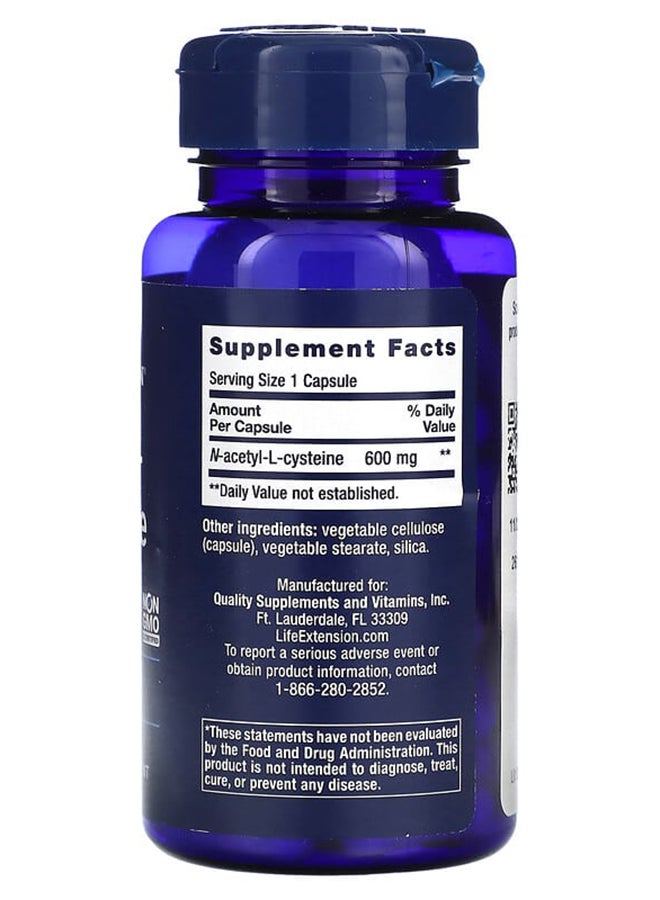 Life Extension N-Acetyl-L-Cysteine 600mg - 60 Vegetarian Capsules - Image 2