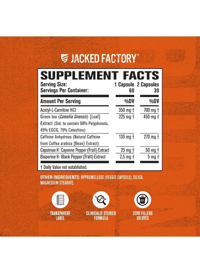 Jacked Factory Burn-XT Thermogenic Fat Burner - 60 Veggie Capsules - Image 2